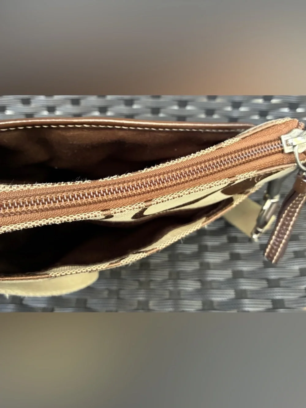 Coach Canvas Signature Crossbody in Brown and Beige
